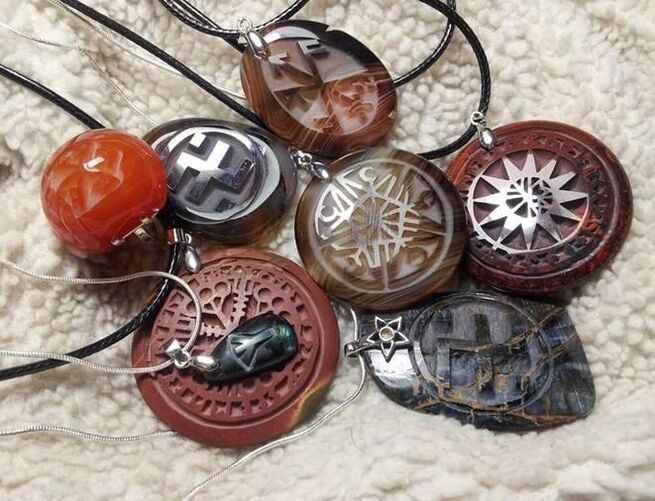 Amulets in the form of pendants for good luck, wealth and health